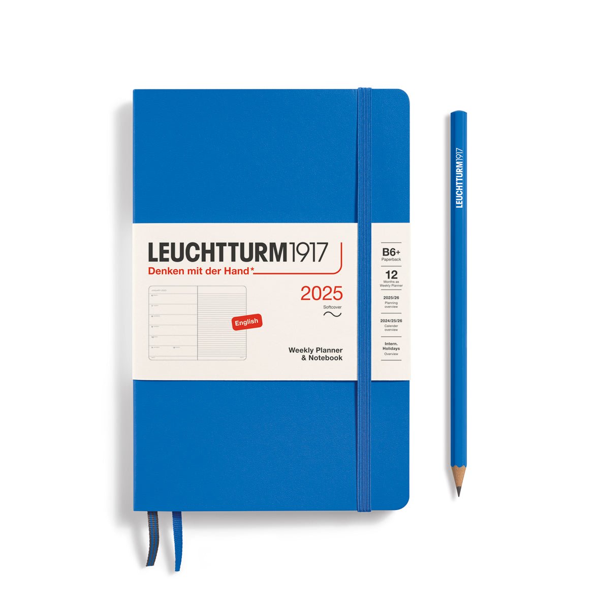 Agenda Semainier & Carnet de Notes Souple 2025 LEUCHTTURM1917, Anglais - 1 semaine + notes - B6+ - Sky - 4004117651113