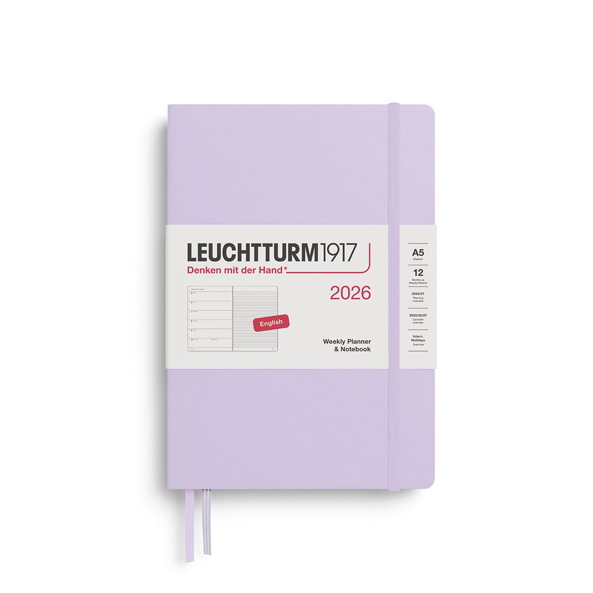 Agenda Semainier & Note Ligné 2026 LEUCHTTURM1917, Anglais - A5 - Hardcover - Lilac - 4004117665448