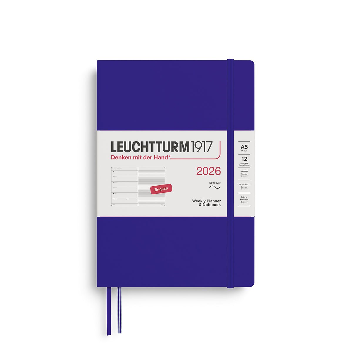 Agenda Semainier & Note Ligné 2026 LEUCHTTURM1917, Anglais - A5 - Softcover - Ink - 4004117665745
