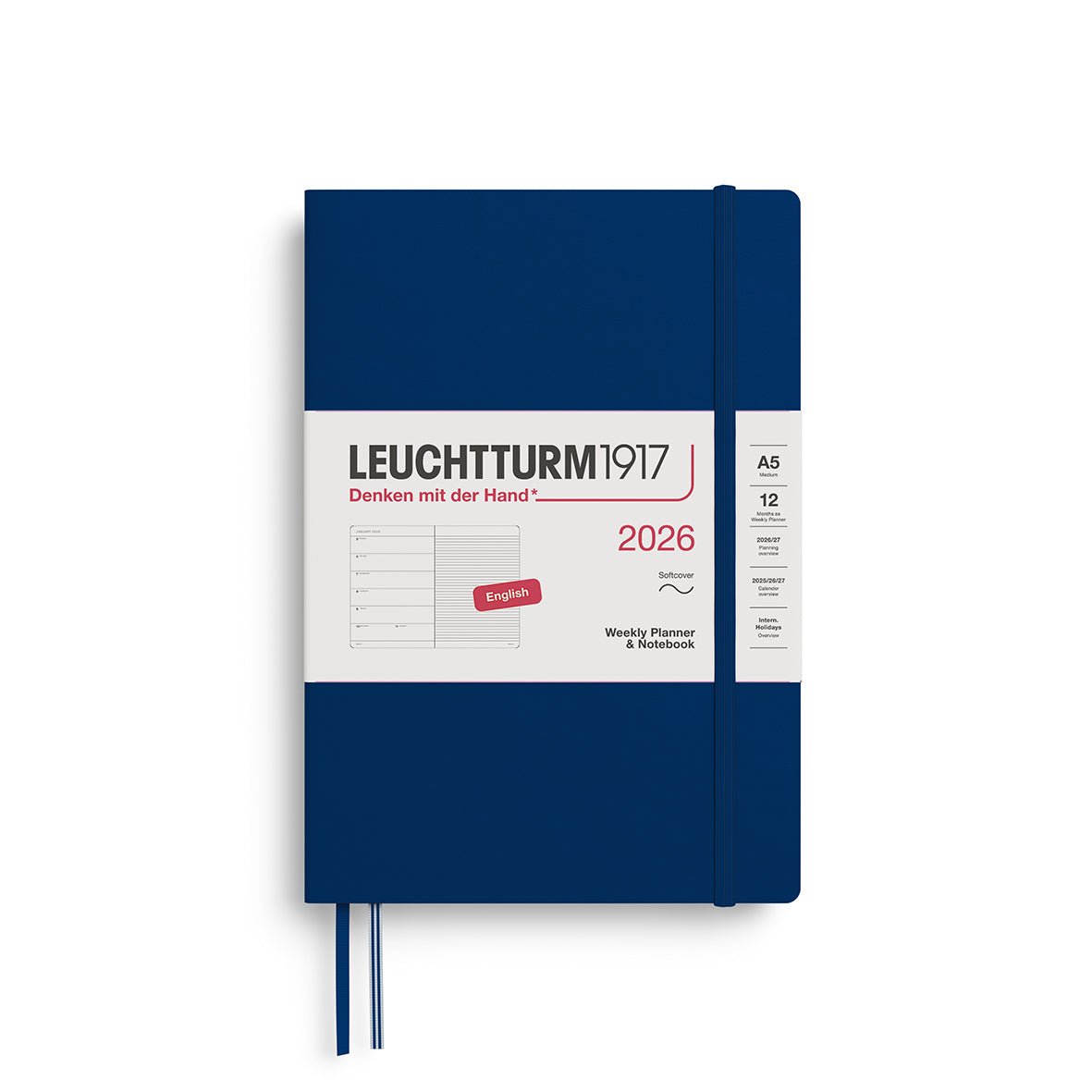 Agenda Semainier & Note Ligné 2026 LEUCHTTURM1917, Anglais - A5 - Softcover - Navy - 4004117665752