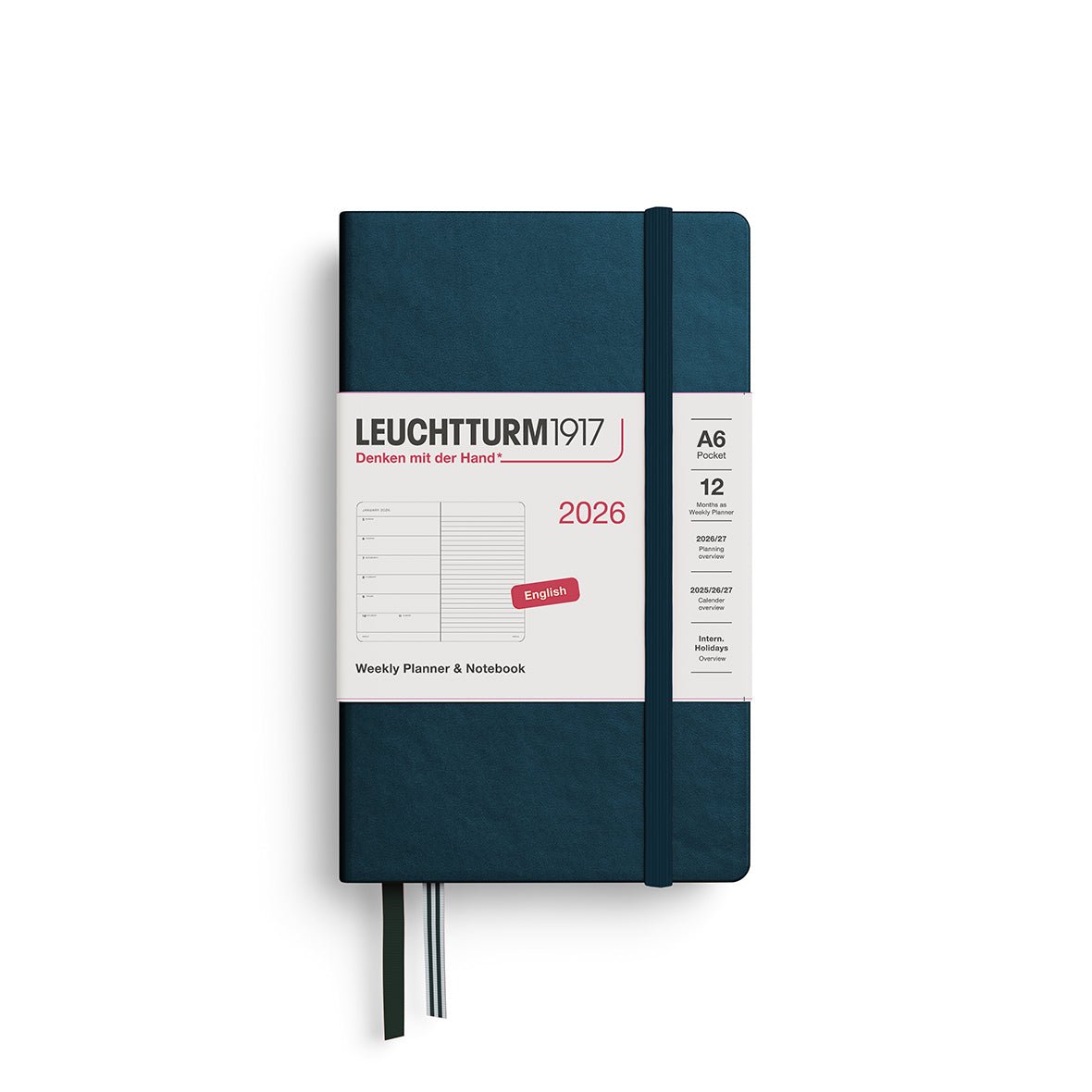 Agenda Semainier & Note Ligné 2026 LEUCHTTURM1917, Anglais - A6 - Hardcover - Deep Sea - 4004117665622