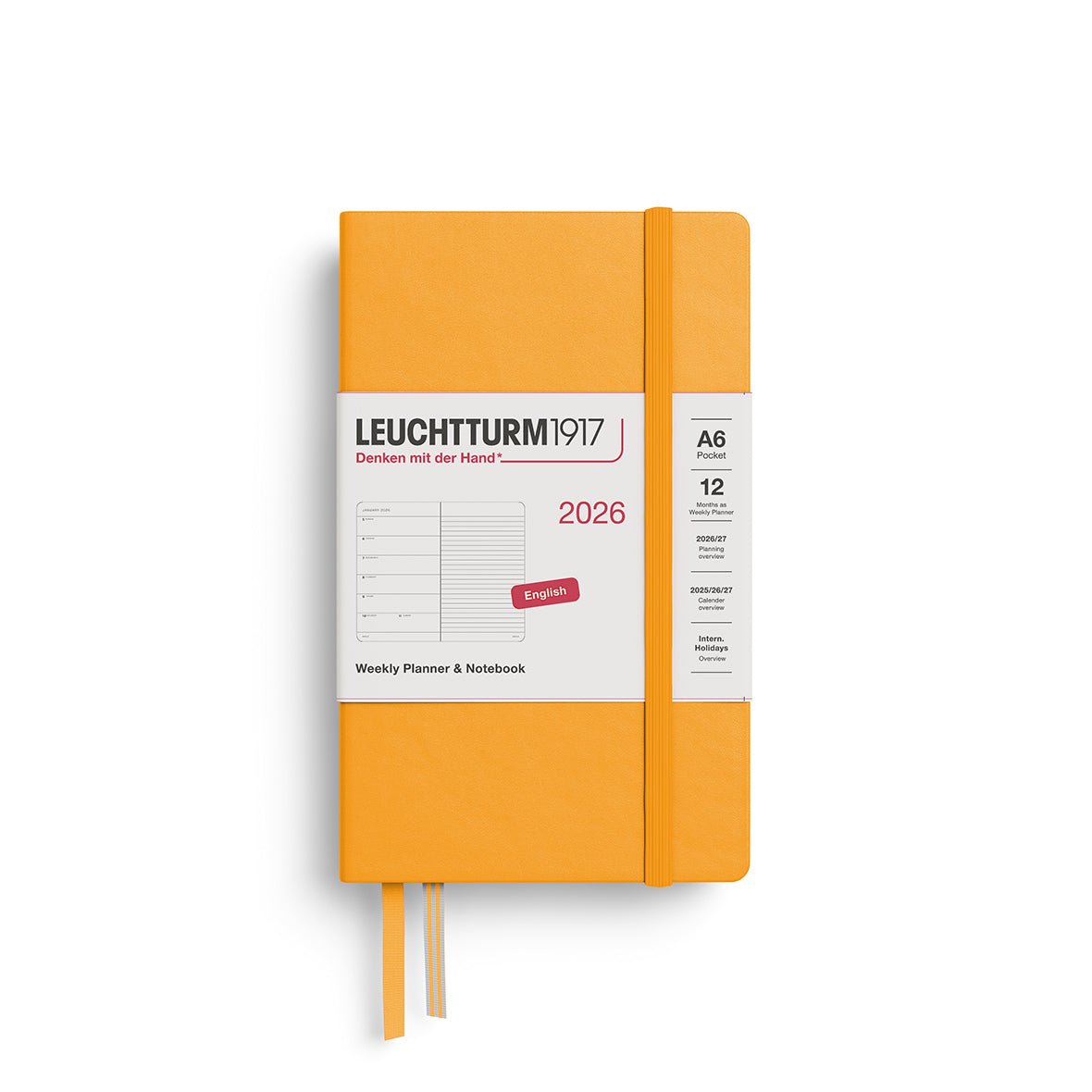 Agenda Semainier & Note Ligné 2026 LEUCHTTURM1917, Anglais - A6 - Hardcover - Rising Sun - 4004117665592