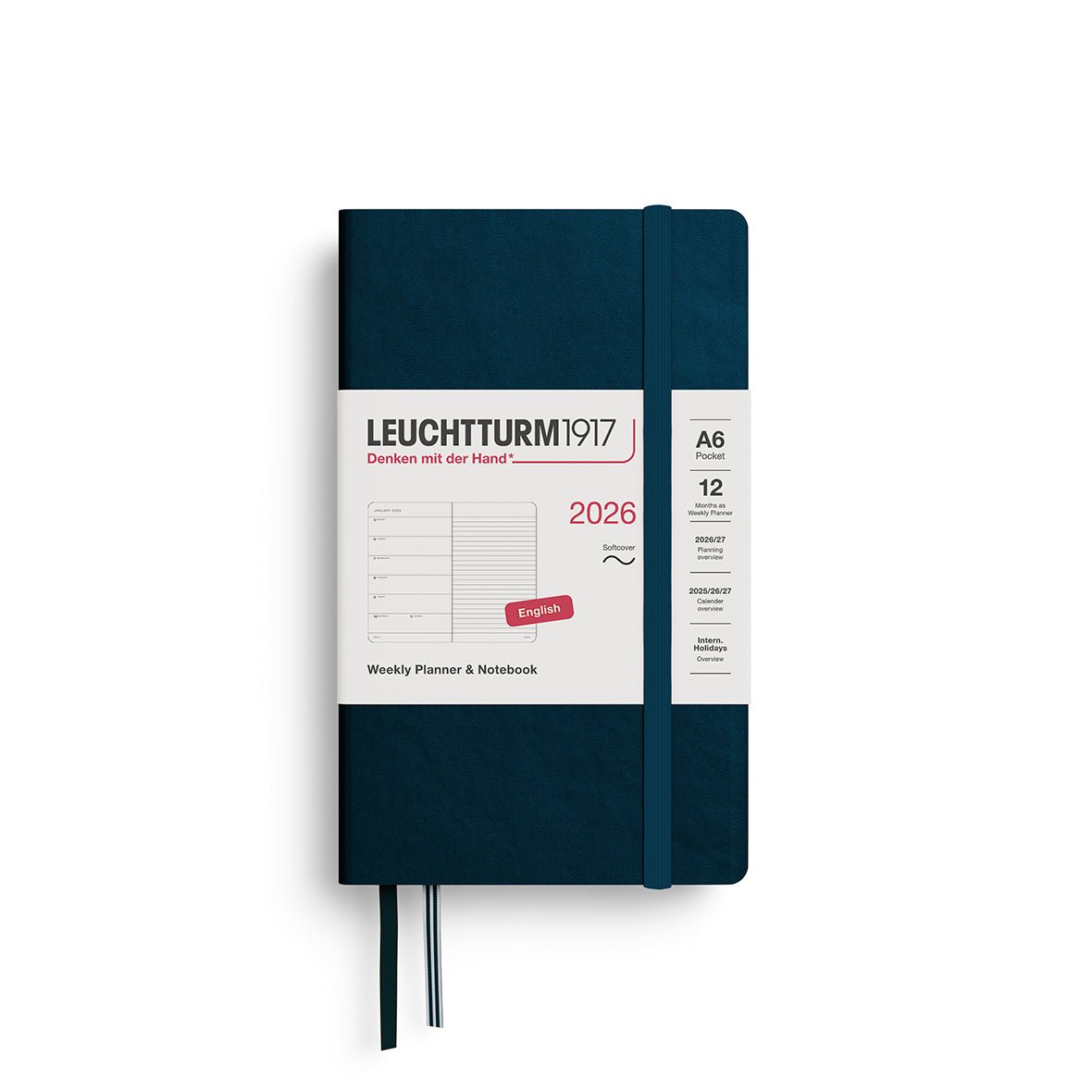 Agenda Semainier & Note Ligné 2026 LEUCHTTURM1917, Anglais - A6 - Softcover - Deep Sea - 4004117665912