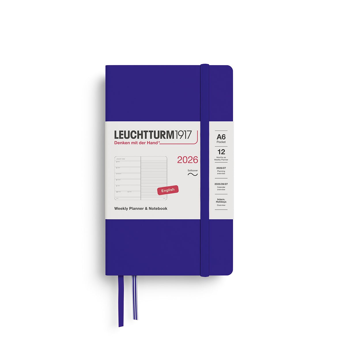Agenda Semainier & Note Ligné 2026 LEUCHTTURM1917, Anglais - A6 - Softcover - Ink - 4004117665929