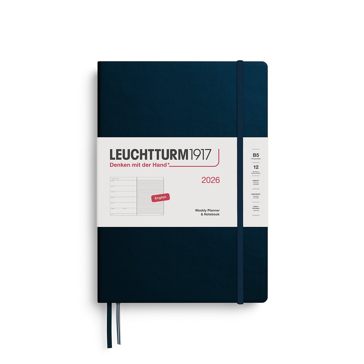 Agenda Semainier & Note Ligné 2026 LEUCHTTURM1917, Anglais - B5 - Hardcover - Deep Sea - 4004117665417