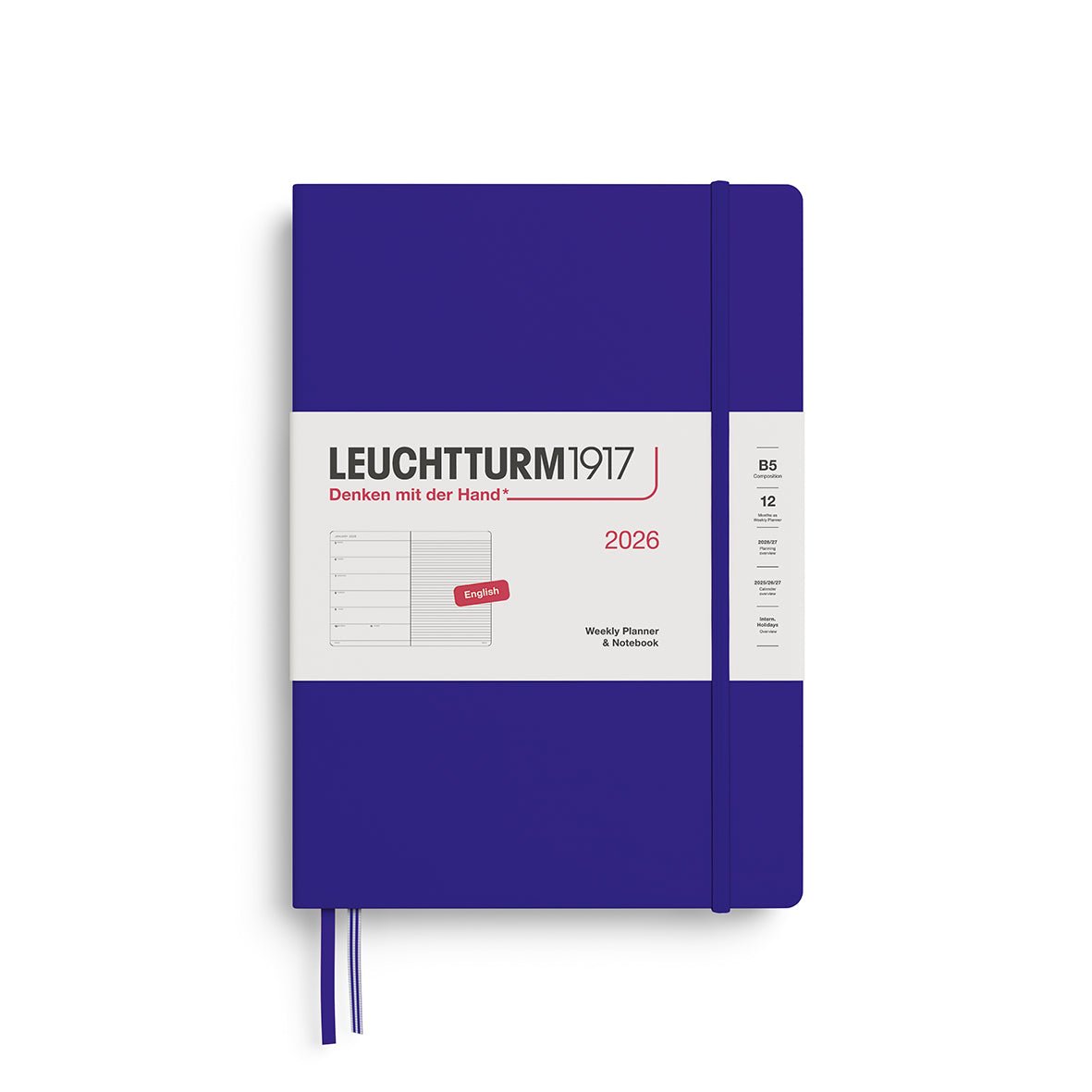 Agenda Semainier & Note Ligné 2026 LEUCHTTURM1917, Anglais - B5 - Hardcover - Ink - 4004117665424