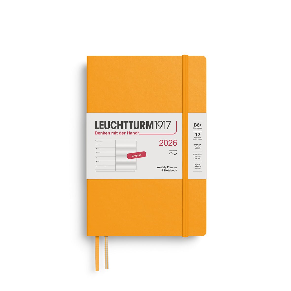 Agenda Semainier & Note Ligné 2026 LEUCHTTURM1917, Anglais - B6+ - Softcover - Rising Sun - 4004117665806