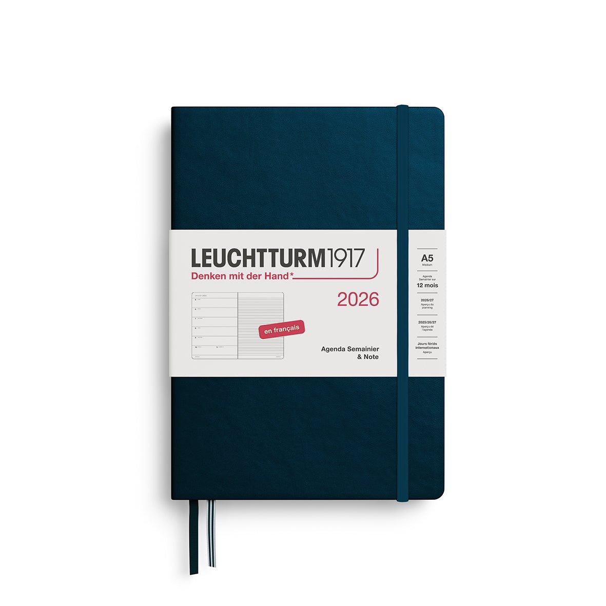 Agenda Semainier & Note Ligné 2026 LEUCHTTURM1917, Français - A5 - Hardcover - Deep Sea - 4004117667206