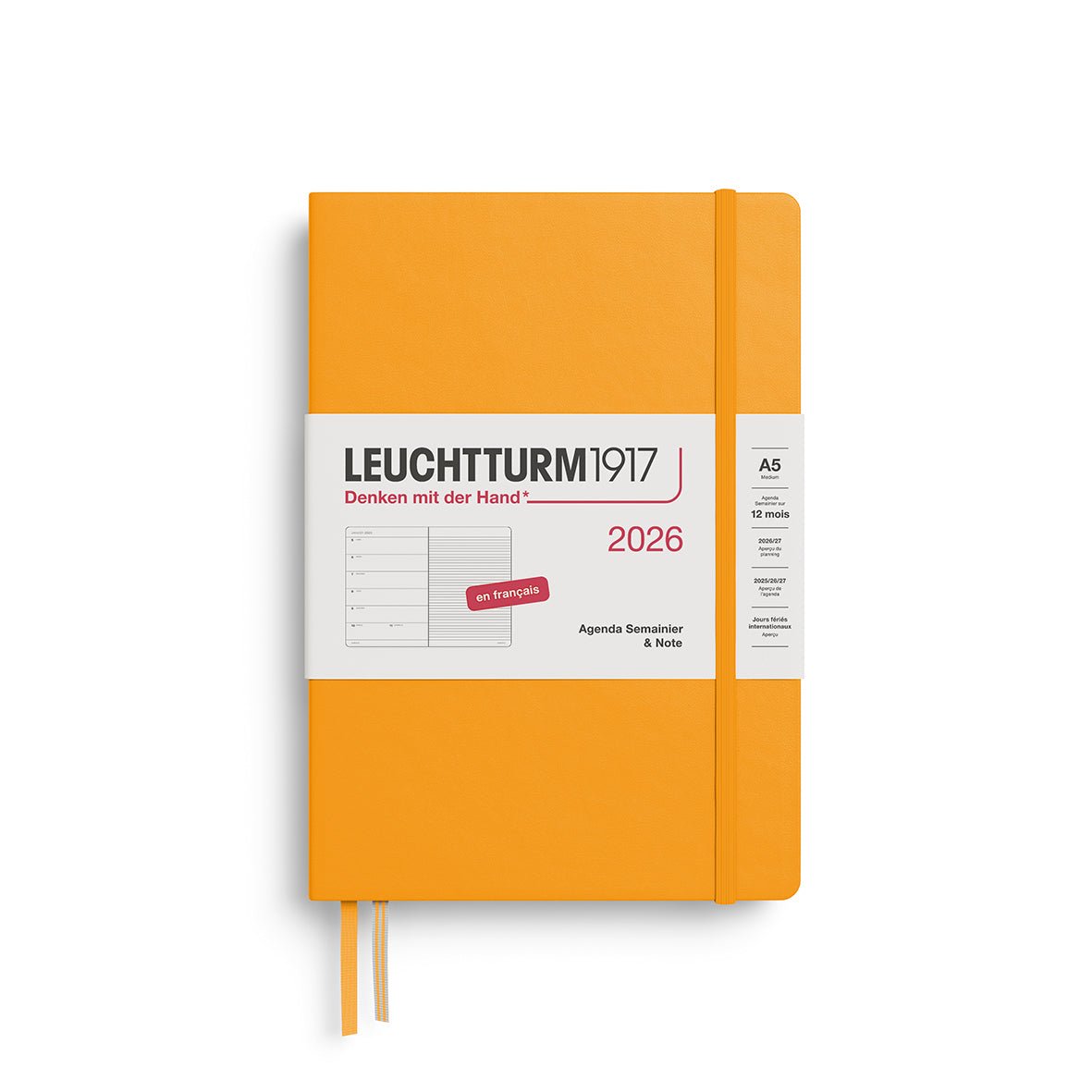 Agenda Semainier & Note Ligné 2026 LEUCHTTURM1917, Français - A5 - Hardcover - Rising Sun - 4004117667176