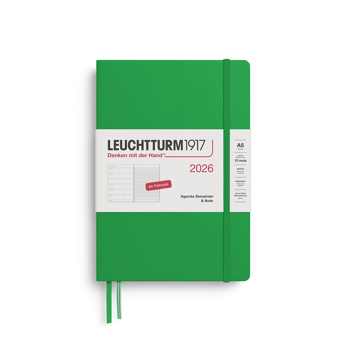 Agenda Semainier & Note Ligné 2026 LEUCHTTURM1917, Français - A5 - Hardcover - Spring Leaf - 4004117667183