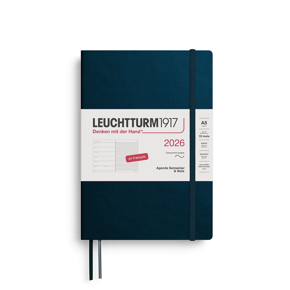 Agenda Semainier & Note Ligné 2026 LEUCHTTURM1917, Français - A5 - Softcover - Deep Sea - 4004117667343