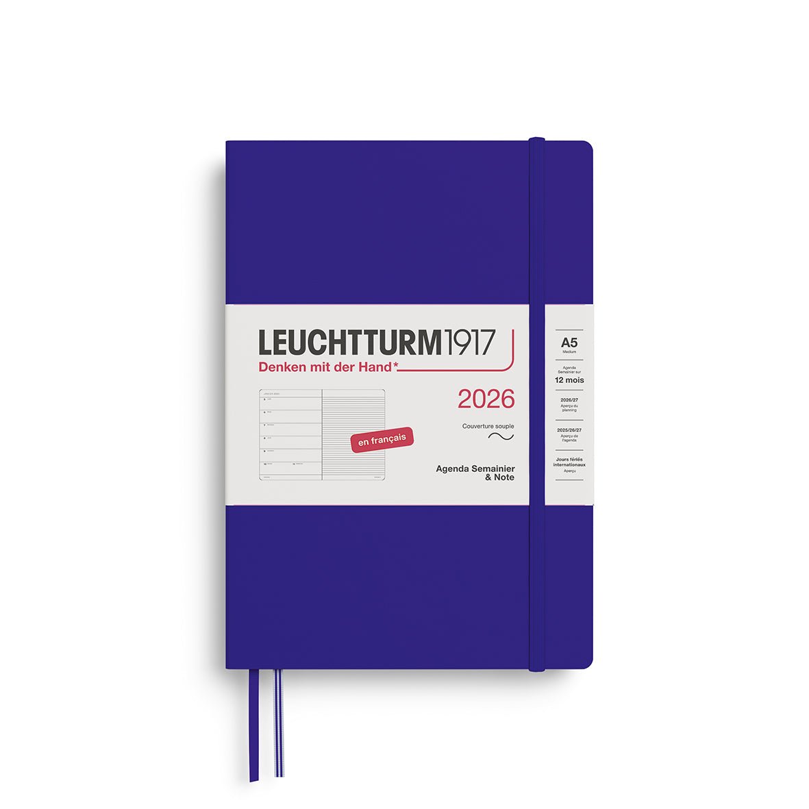 Agenda Semainier & Note Ligné 2026 LEUCHTTURM1917, Français - A5 - Softcover - Ink - 