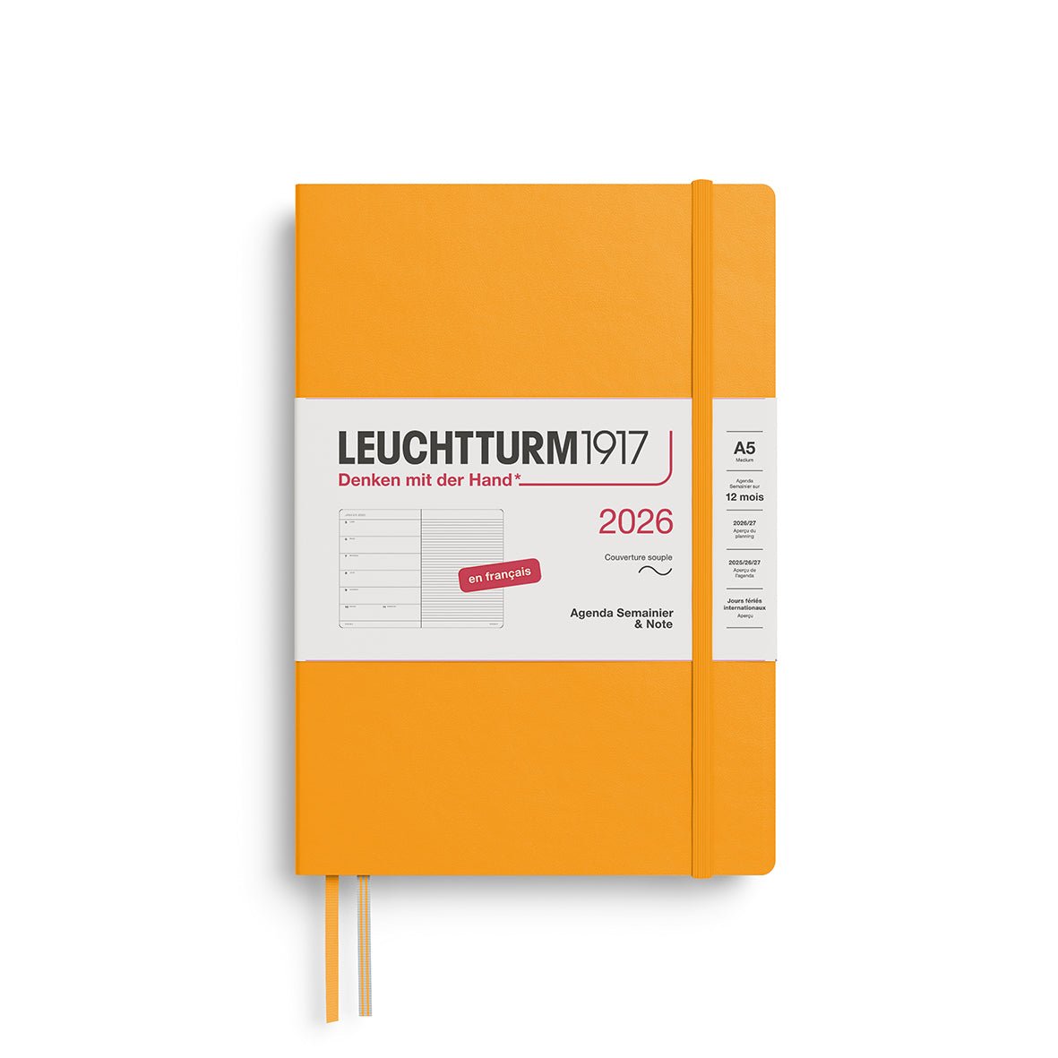 Agenda Semainier & Note Ligné 2026 LEUCHTTURM1917, Français - A5 - Softcover - Rising Sun - 4004117667312