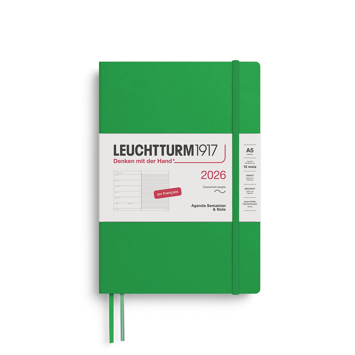 Agenda Semainier & Note Ligné 2026 LEUCHTTURM1917, Français - A5 - Softcover - Spring Leaf - 4004117667329