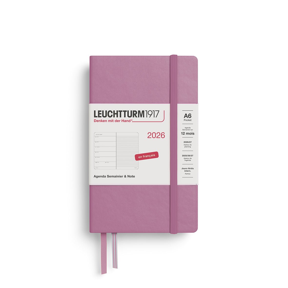 Agenda Semainier & Note Ligné 2026 LEUCHTTURM1917, Français - A6 - Hardcover - Dusty Rose - 4004117667237