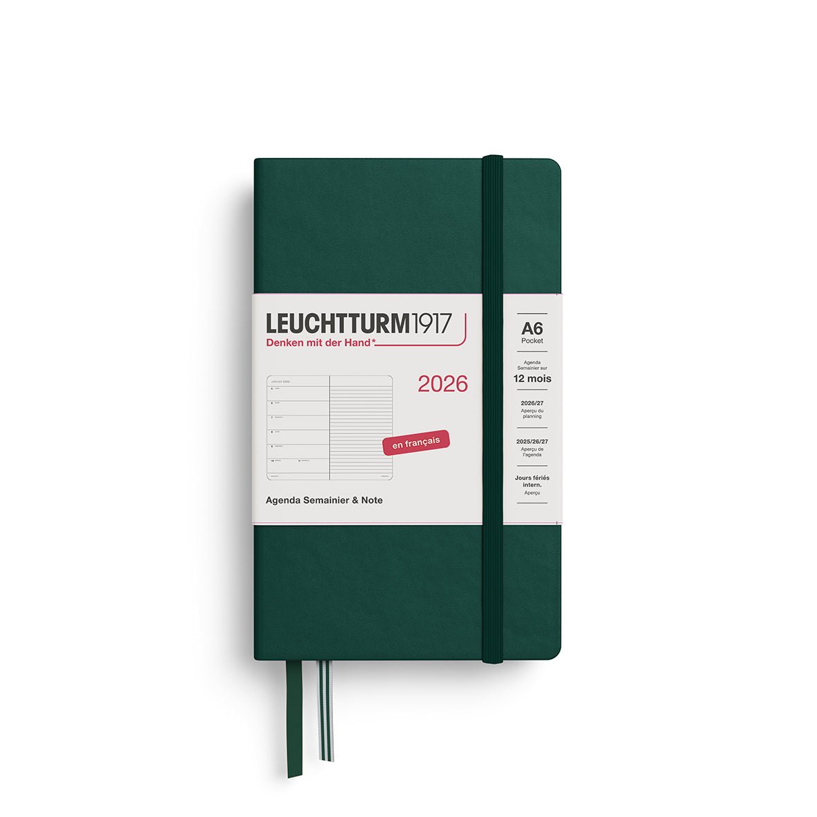 Agenda Semainier & Note Ligné 2026 LEUCHTTURM1917, Français - A6 - Hardcover - Forest Green - 4004117667268