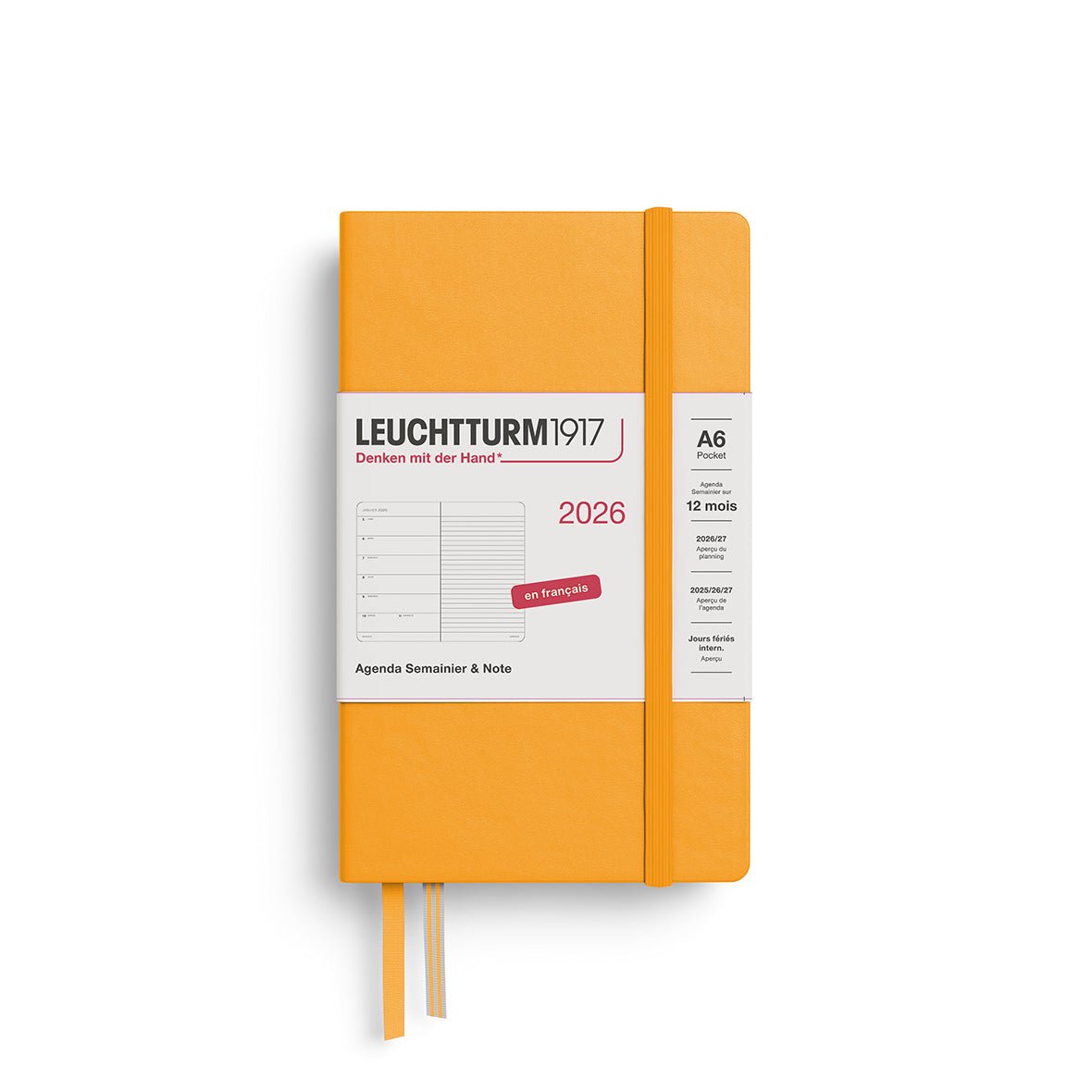 Agenda Semainier & Note Ligné 2026 LEUCHTTURM1917, Français - A6 - Hardcover - Rising Sun - 4004117667244