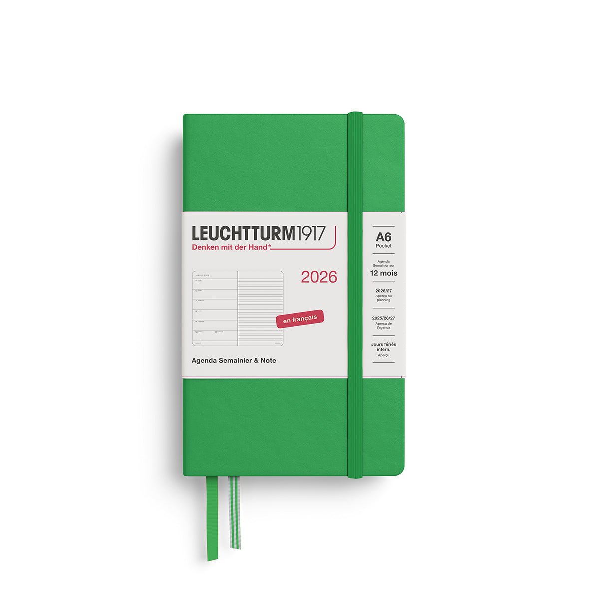 Agenda Semainier & Note Ligné 2026 LEUCHTTURM1917, Français - A6 - Hardcover - Spring Leaf - 4004117667251