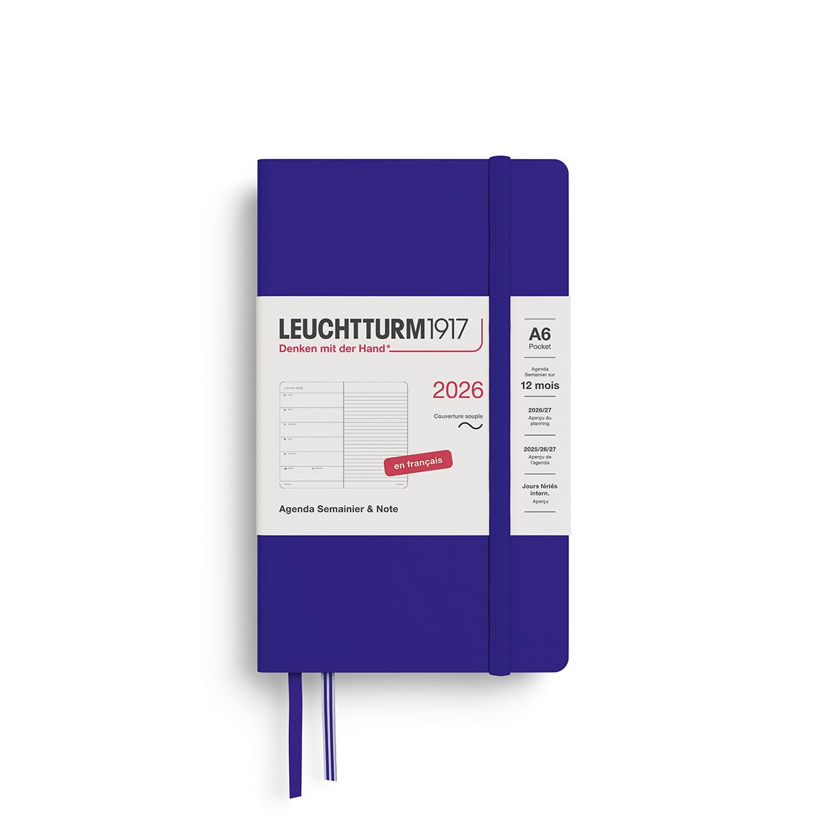 Agenda Semainier & Note Ligné 2026 LEUCHTTURM1917, Français - A6 - Softcover - Ink - 4004117667473
