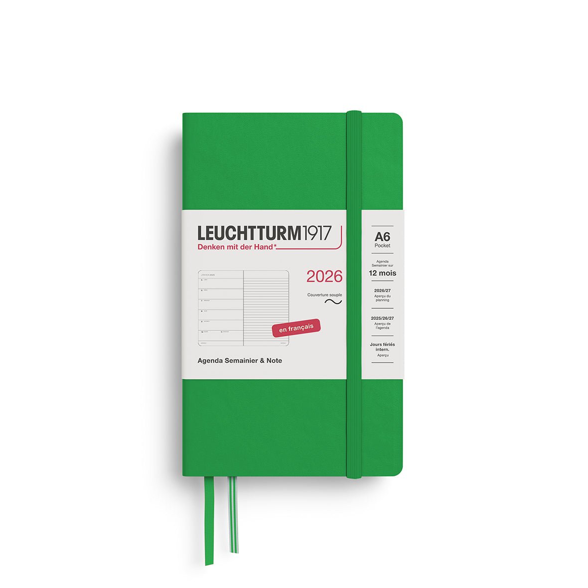 Agenda Semainier & Note Ligné 2026 LEUCHTTURM1917, Français - A6 - Softcover - Spring Leaf - 4004117667459