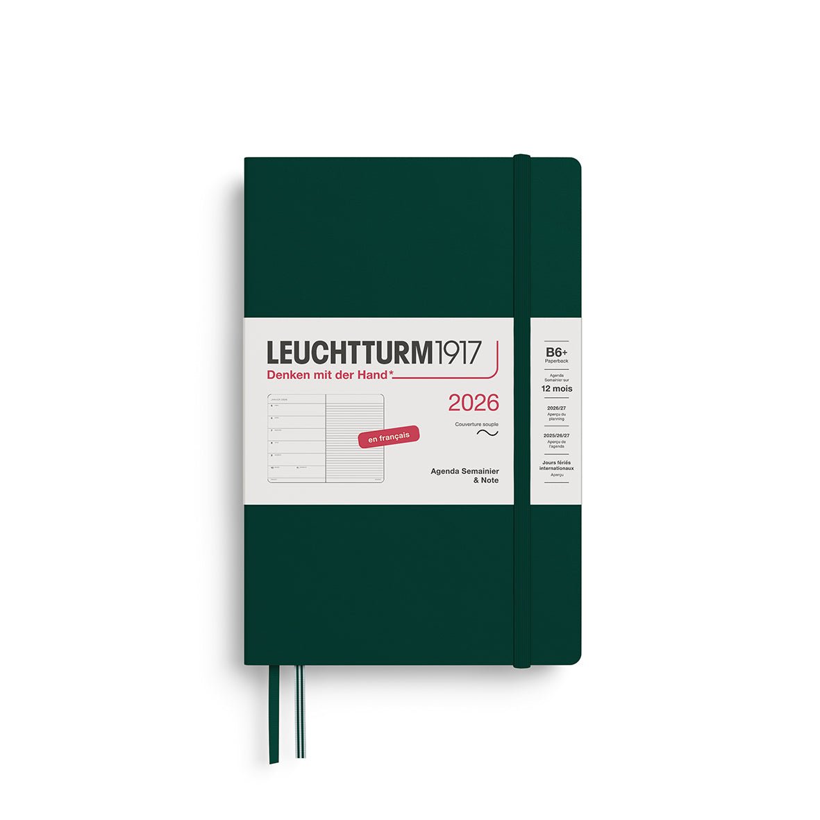 Agenda Semainier & Note Ligné 2026 LEUCHTTURM1917, Français - B6+ - Softcover - Forest Green - 4004117667404