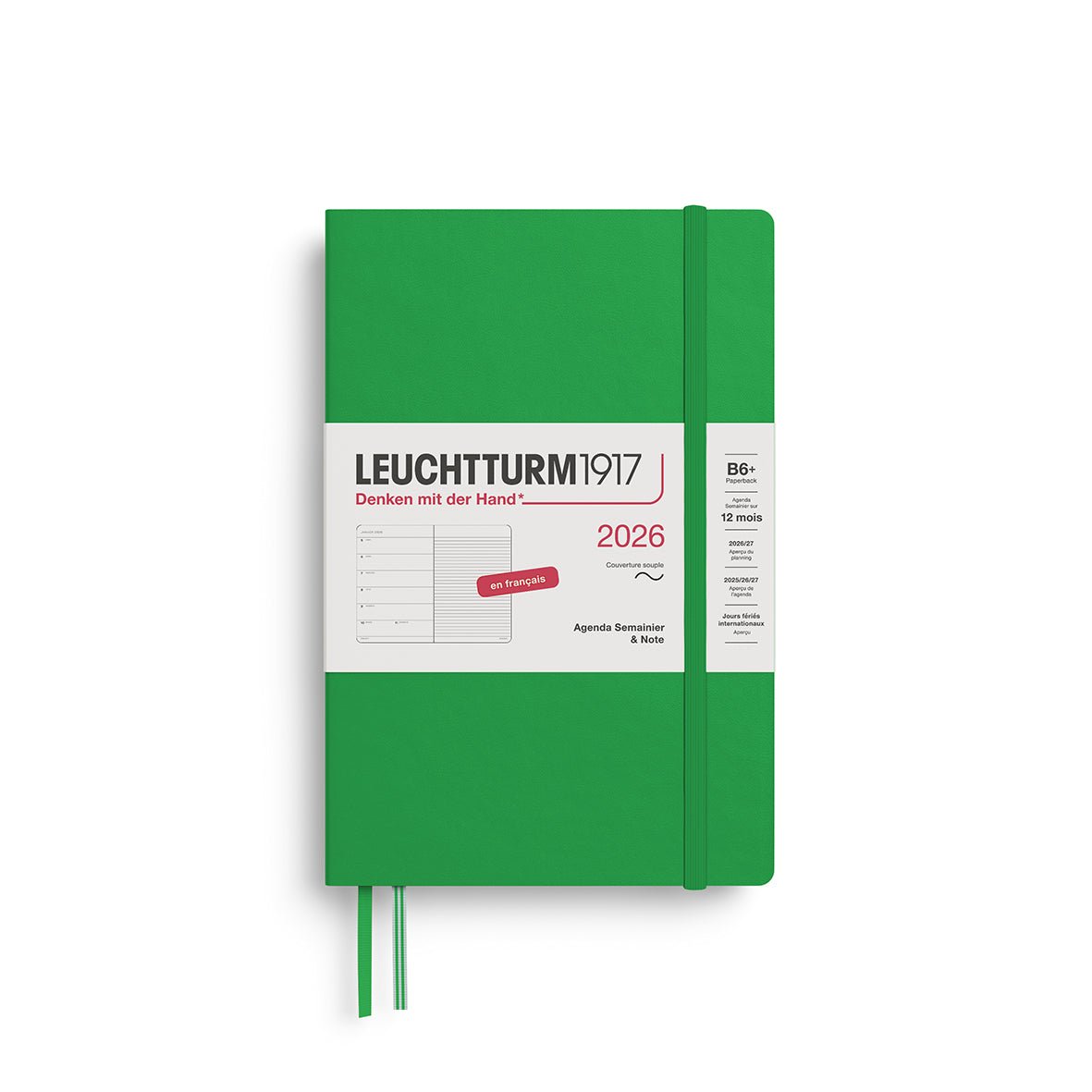 Agenda Semainier & Note Ligné 2026 LEUCHTTURM1917, Français - B6+ - Softcover - Spring Leaf - 4004117667398