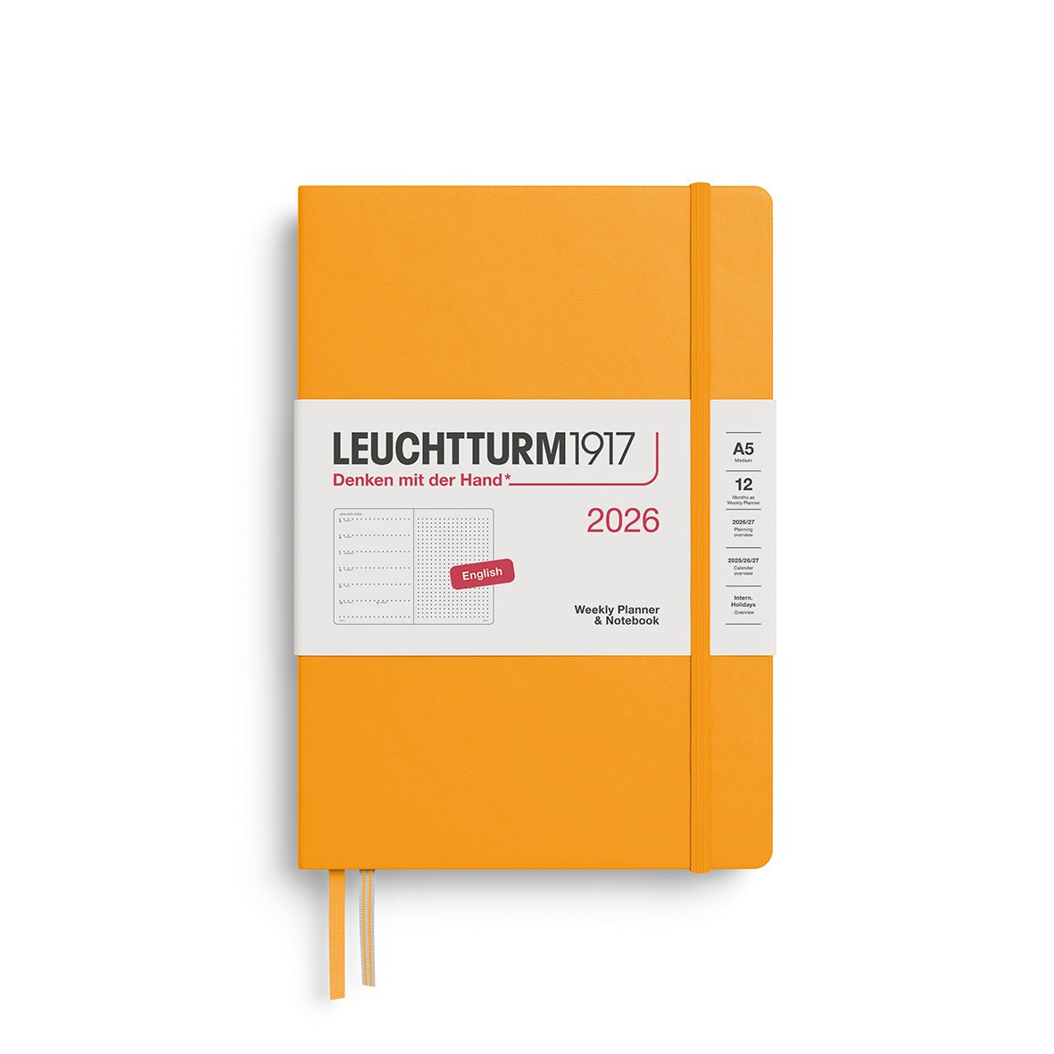 Agenda Semainier & Note Pointillé 2026 LEUCHTTURM1917, Anglais - A5 - Hardcover - Rising Sun - 4004117665950