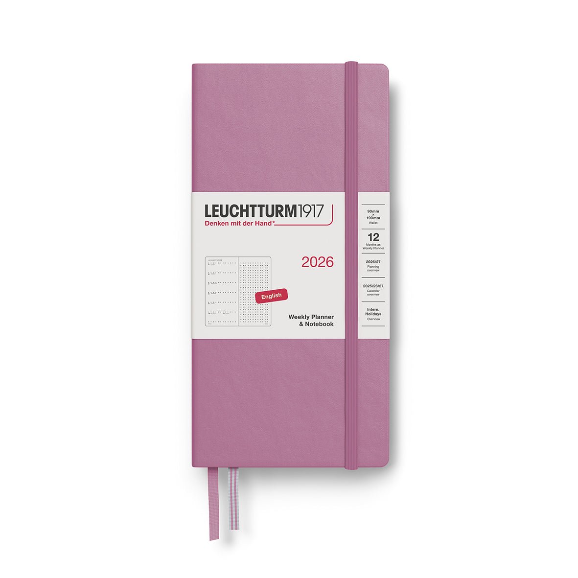 Agenda Semainier & Note Pointillé 2026 LEUCHTTURM1917, Anglais - Wallet - Hardcover - Dusty Rose - 4004117667725