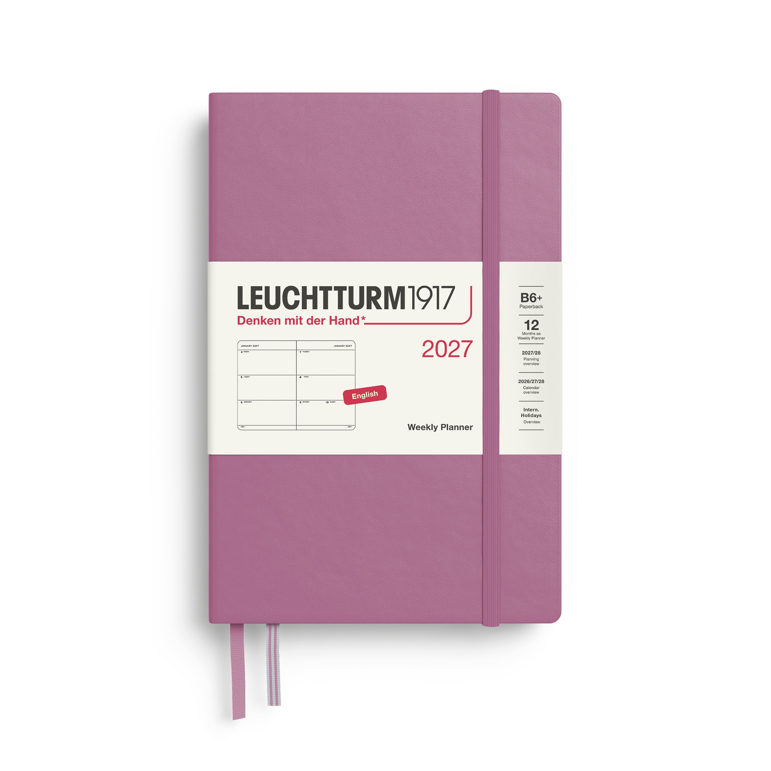 Agenda Semainier 2027 LEUCHTTURM1917, Anglais - B6+ - Hardcover - Dusty Rose