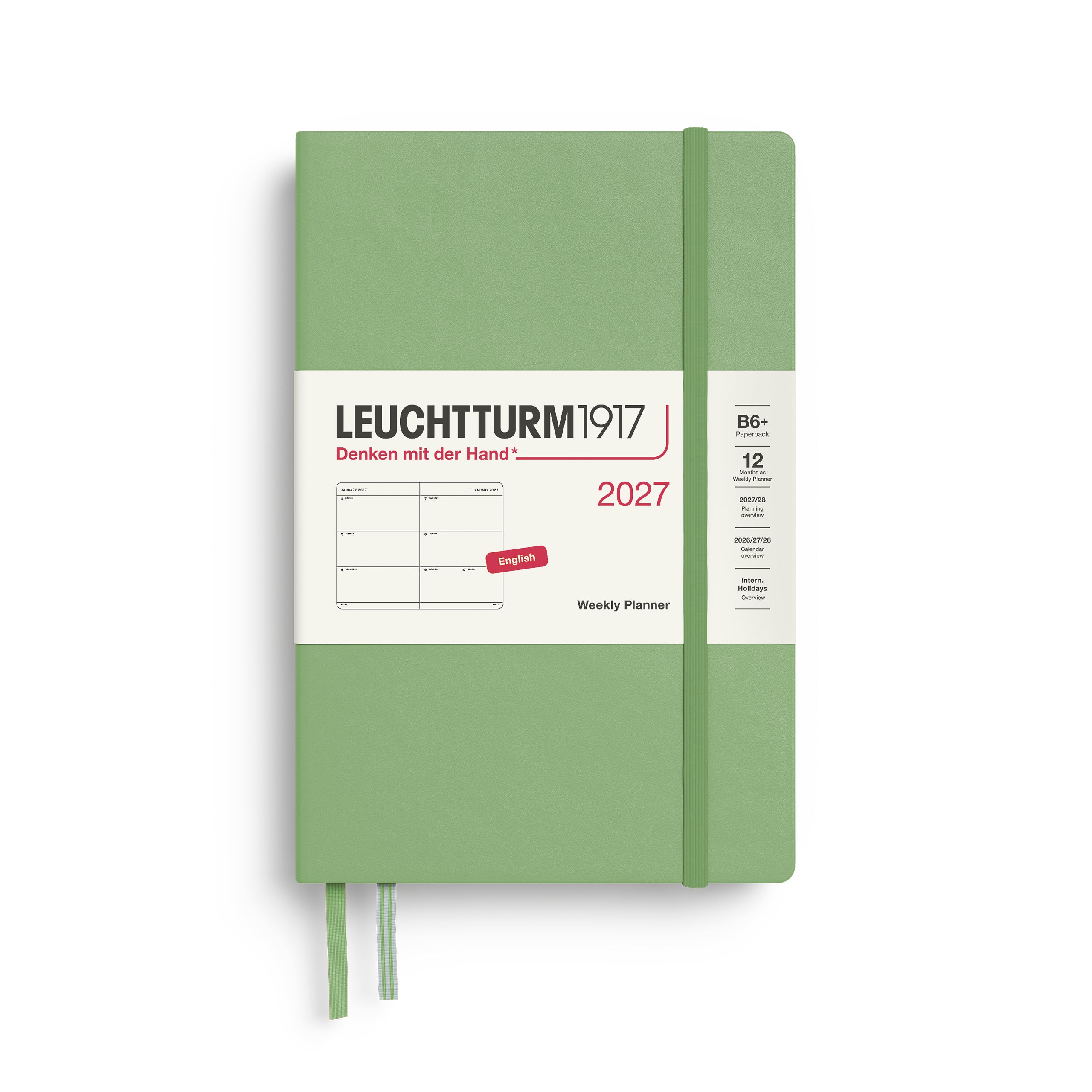 Agenda Semainier 2027 LEUCHTTURM1917, Anglais - B6+ - Hardcover - Sage