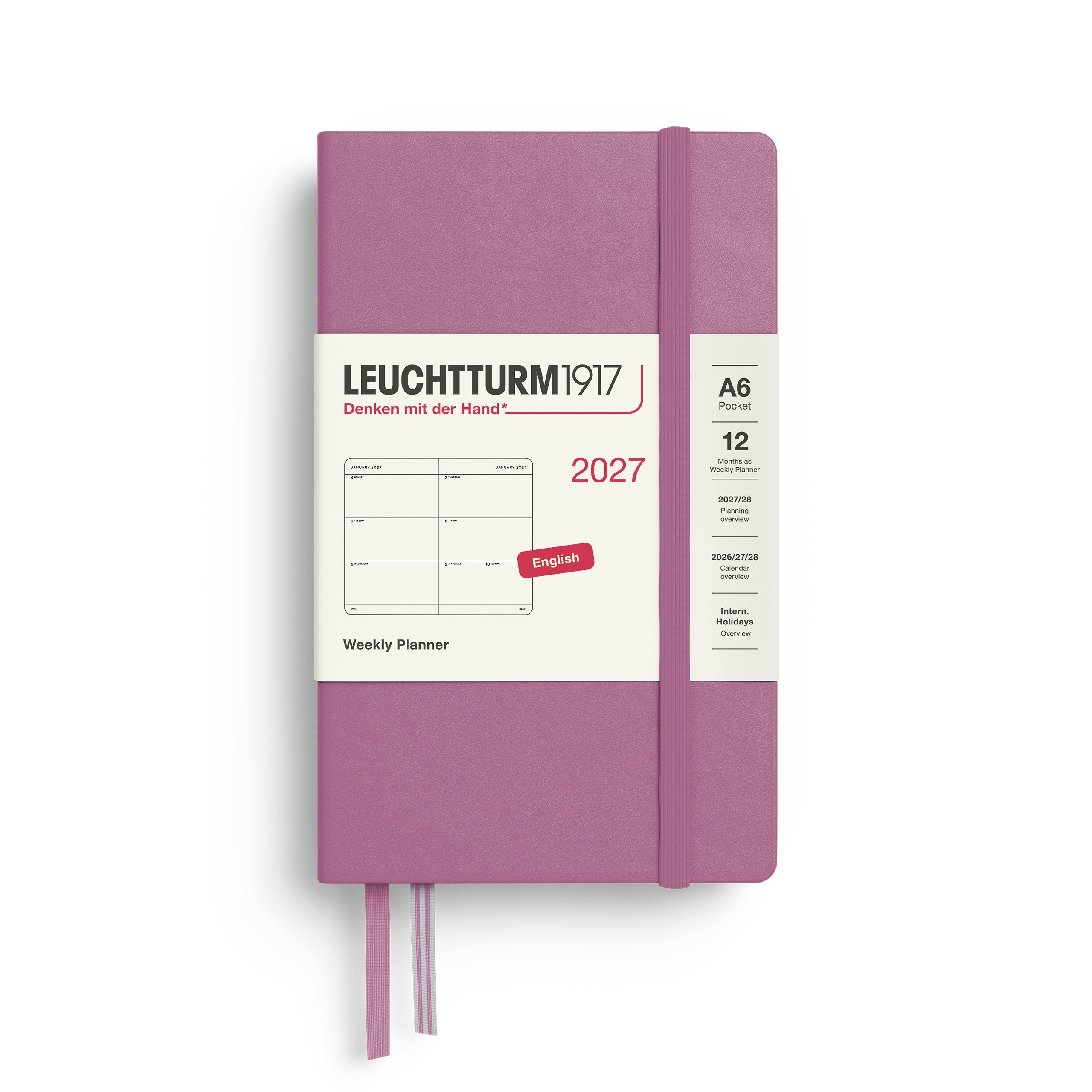 Agenda Semainier 2027 LEUCHTTURM1917, Anglais - A6 - Hardcover - Dusty Rose