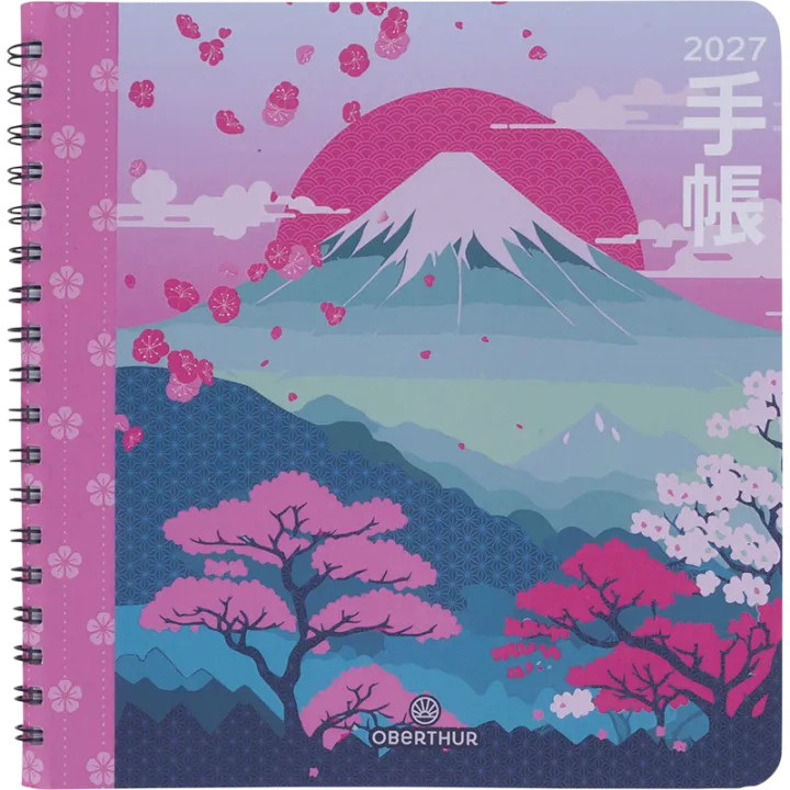 Agenda 2027 OBERTHUR Tokyo - 16 x 16 cm - 1 semaine sur 2 pages - Orientation verticale - Montagne