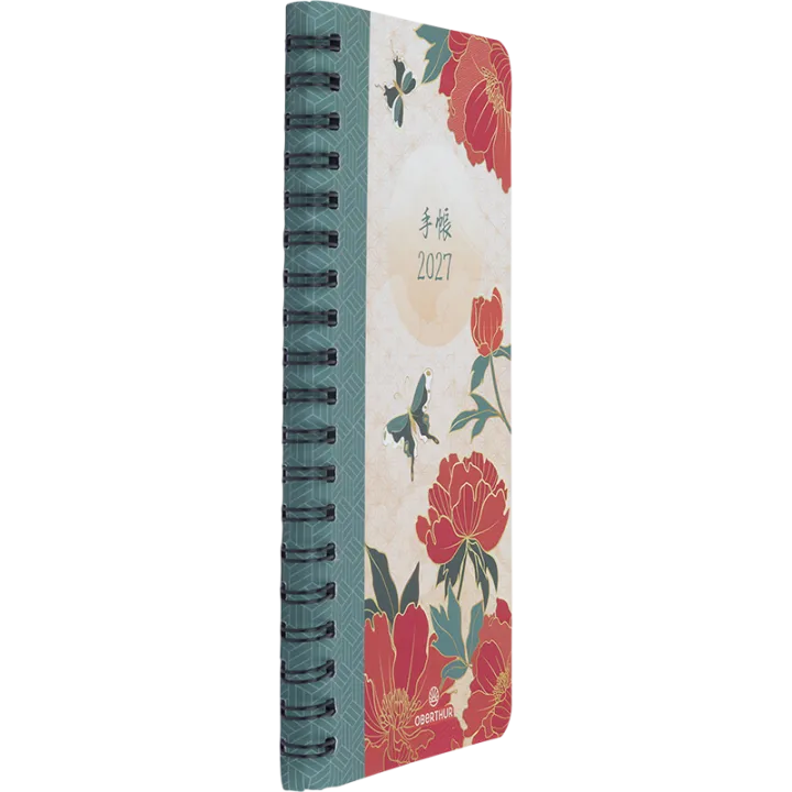 Agenda 2027 OBERTHUR Tokyo - 9 x 16,5 cm - 1 semaine sur 2 pages - Orientation verticale - Papillons