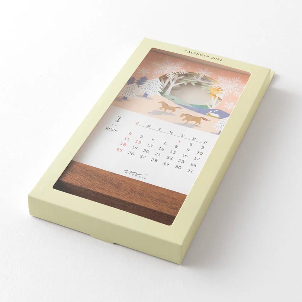 Calendrier sur pied 2026 MIDORI Desktop Seasonal Calendar - Panorama saisonnier - 4902805313698