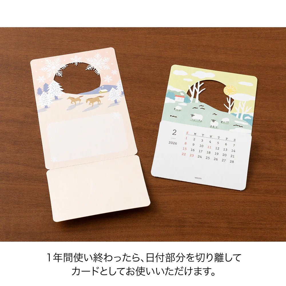 Calendrier sur pied 2026 MIDORI Desktop Seasonal Calendar - Panorama saisonnier - 4902805313698