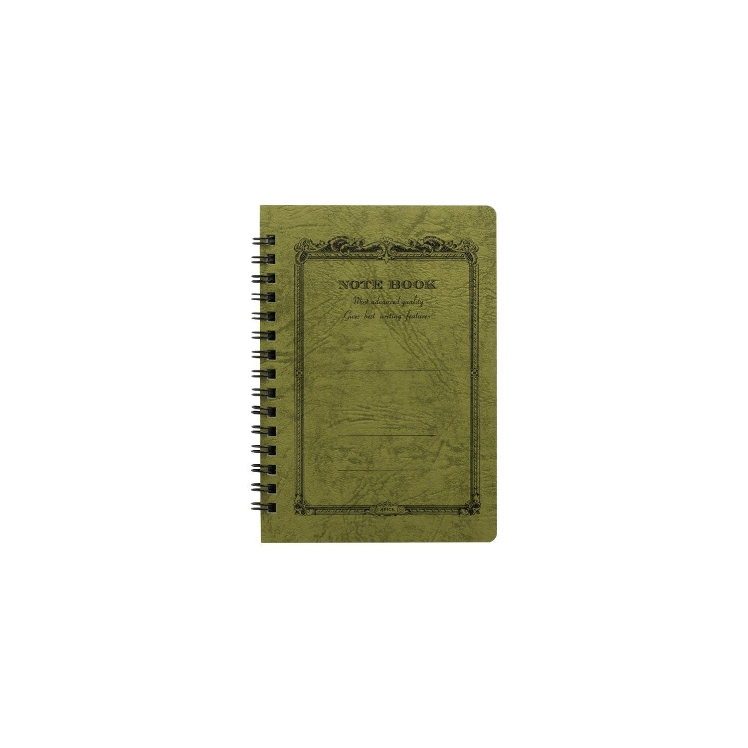 Carnet APICA CD Twing Ring Notebook - A6 - Ligné - Olive - 4970090337392
