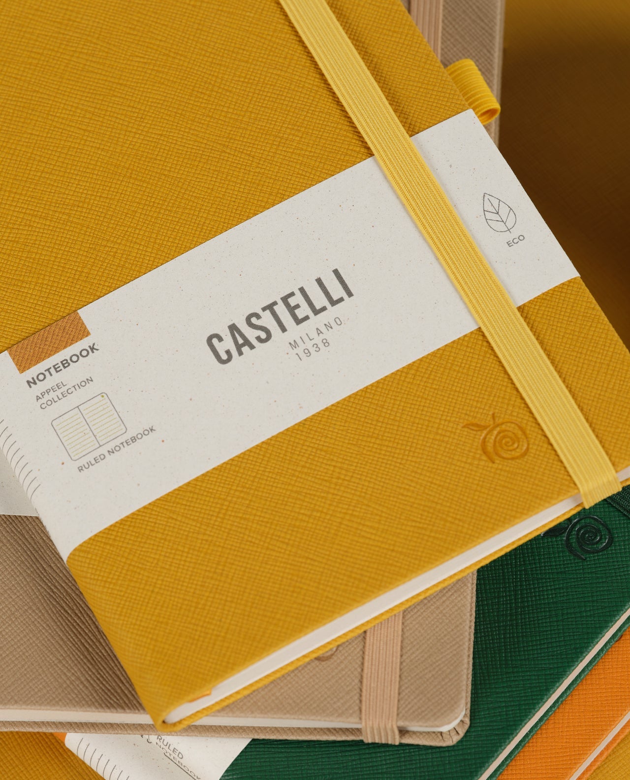 Carnet CASTELLI MILANO Appeel Classic - 19 x 25 cm - Hardcover - Ligné - Golden Delicious - 8056149954386