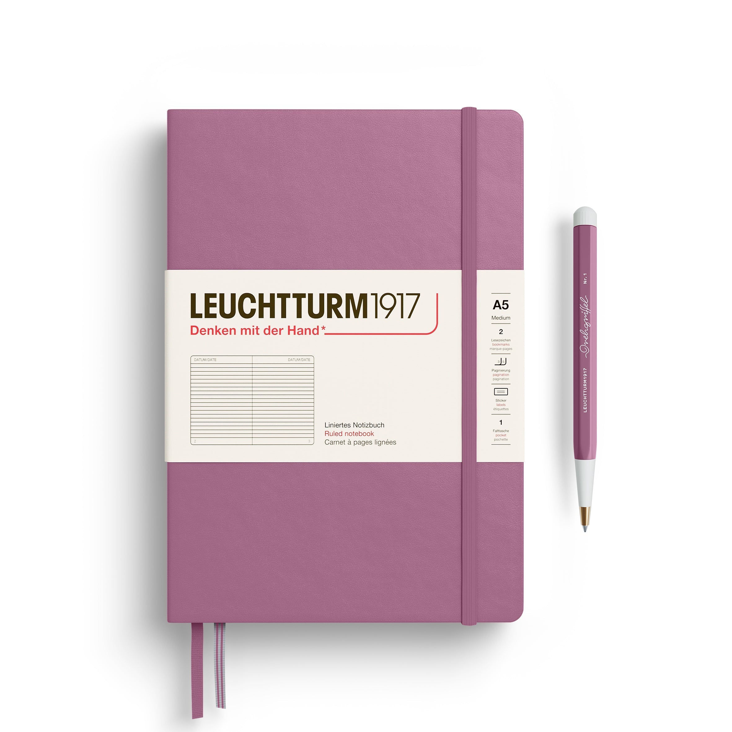Carnet LEUCHTTURM1917 Classic - A5 - Hardcover - Ligné - Dusty Rose - 4004117661259