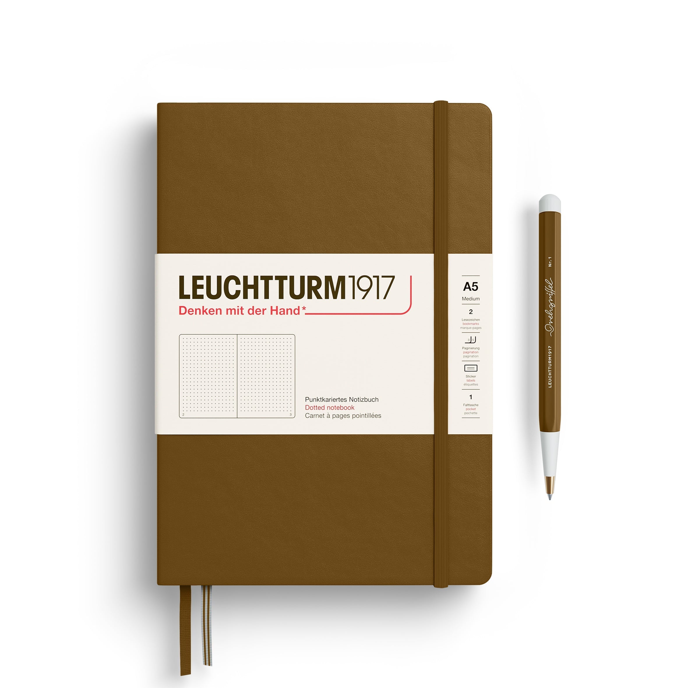 Carnet LEUCHTTURM1917 Classic - A5 - Hardcover - Pointillé - Spice Brown - 4004117661365