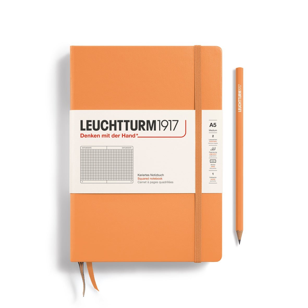 Carnet LEUCHTTURM1917 Classic - A5 - Hardcover - Quadrillé - Apricot - 4004117643859