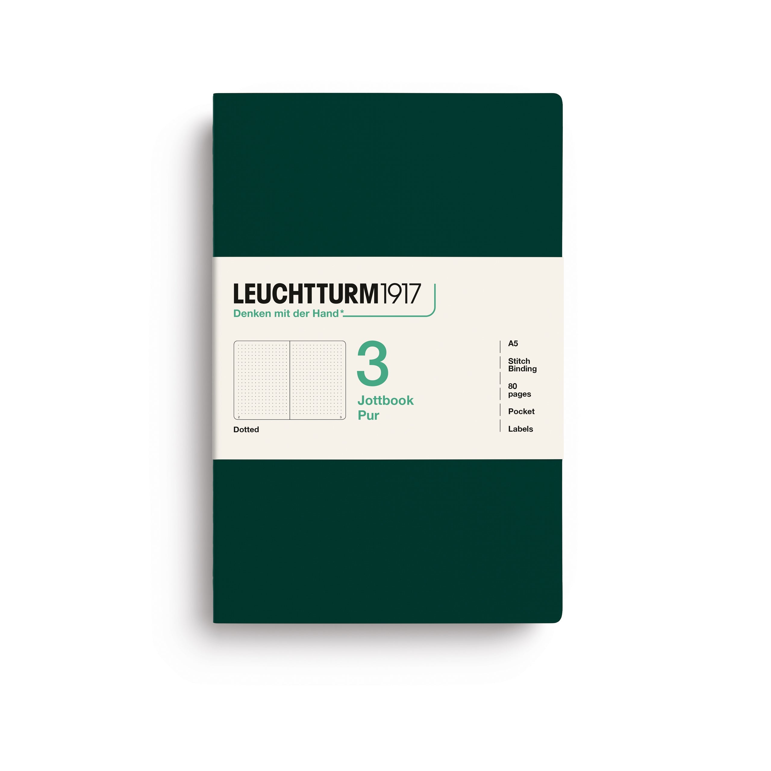 Carnet LEUCHTTURM1917 Jottbook Pur - A5 - Softcover - Pointillé - Forest Green - 4070292006260