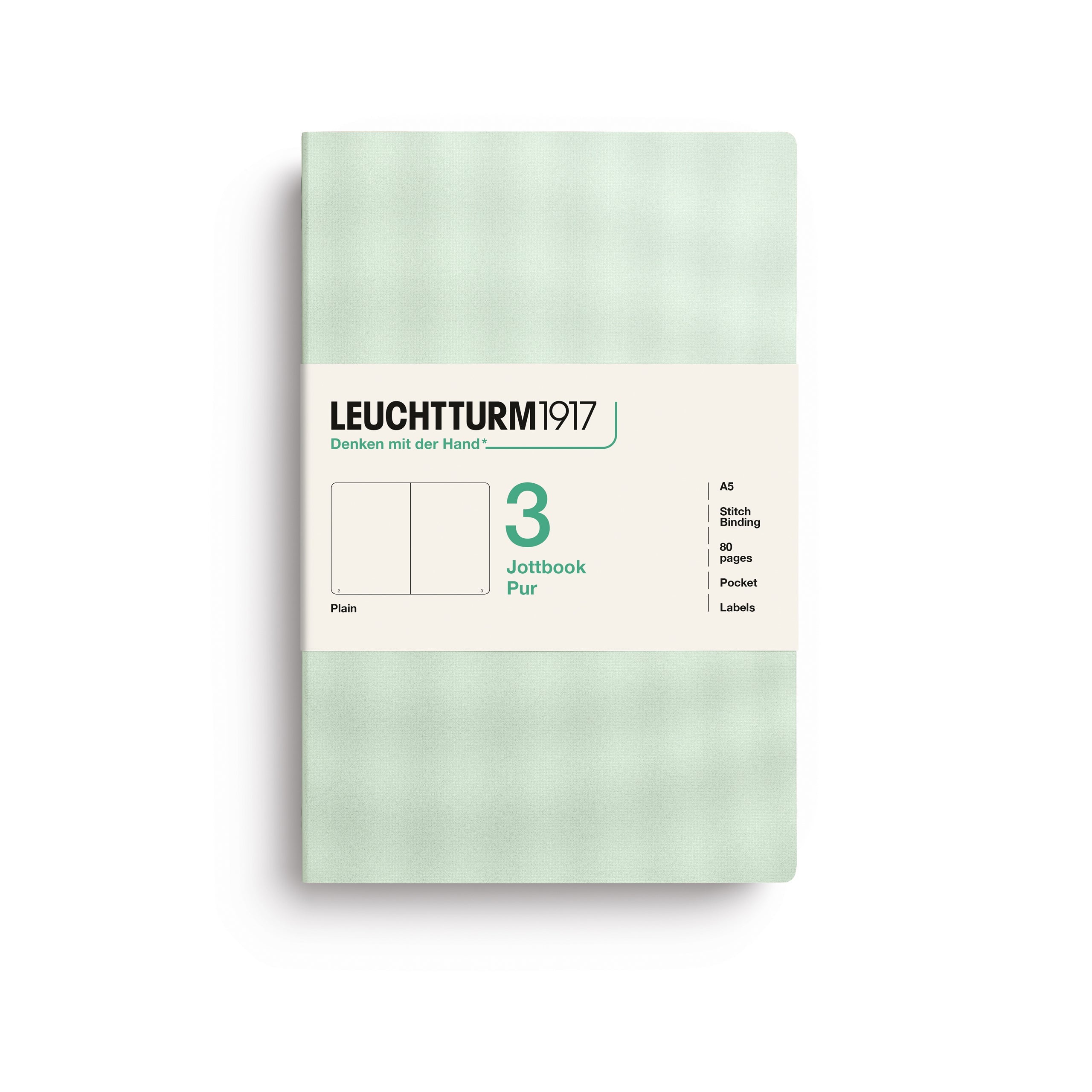 Carnet LEUCHTTURM1917 Jottbook Pur - A5 - Softcover - Uni - Mint Green - 4070292006208