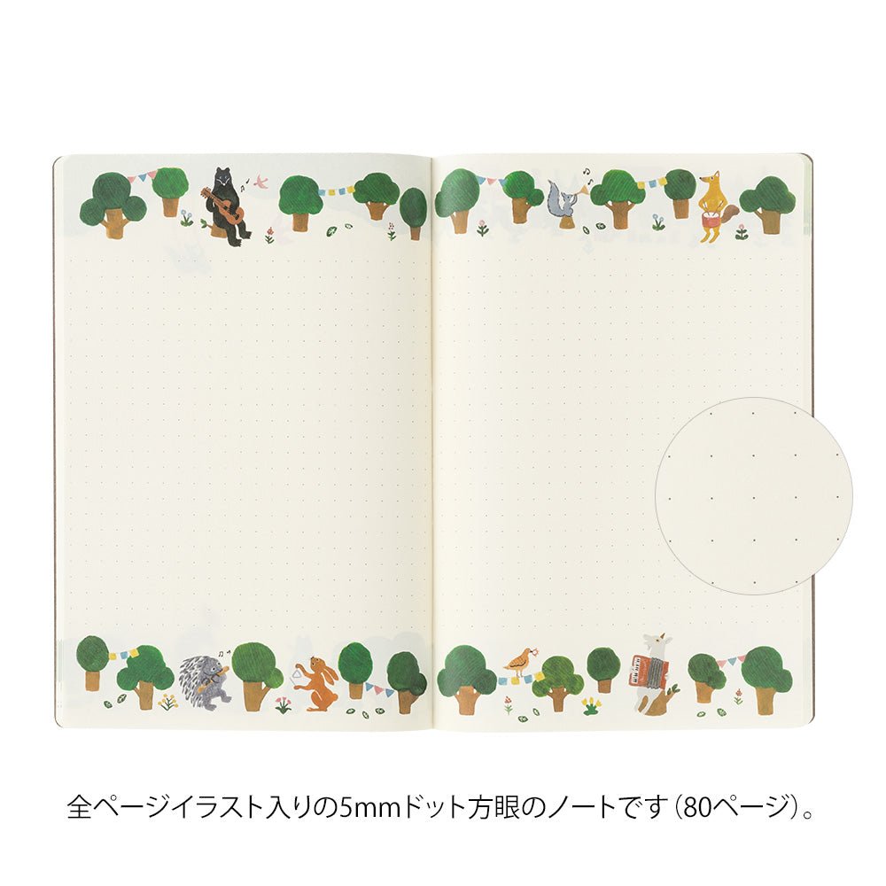 Carnet MIDORI Notebook Yuru Log - B6 - Pointillé - Animaux de la Forêt - 