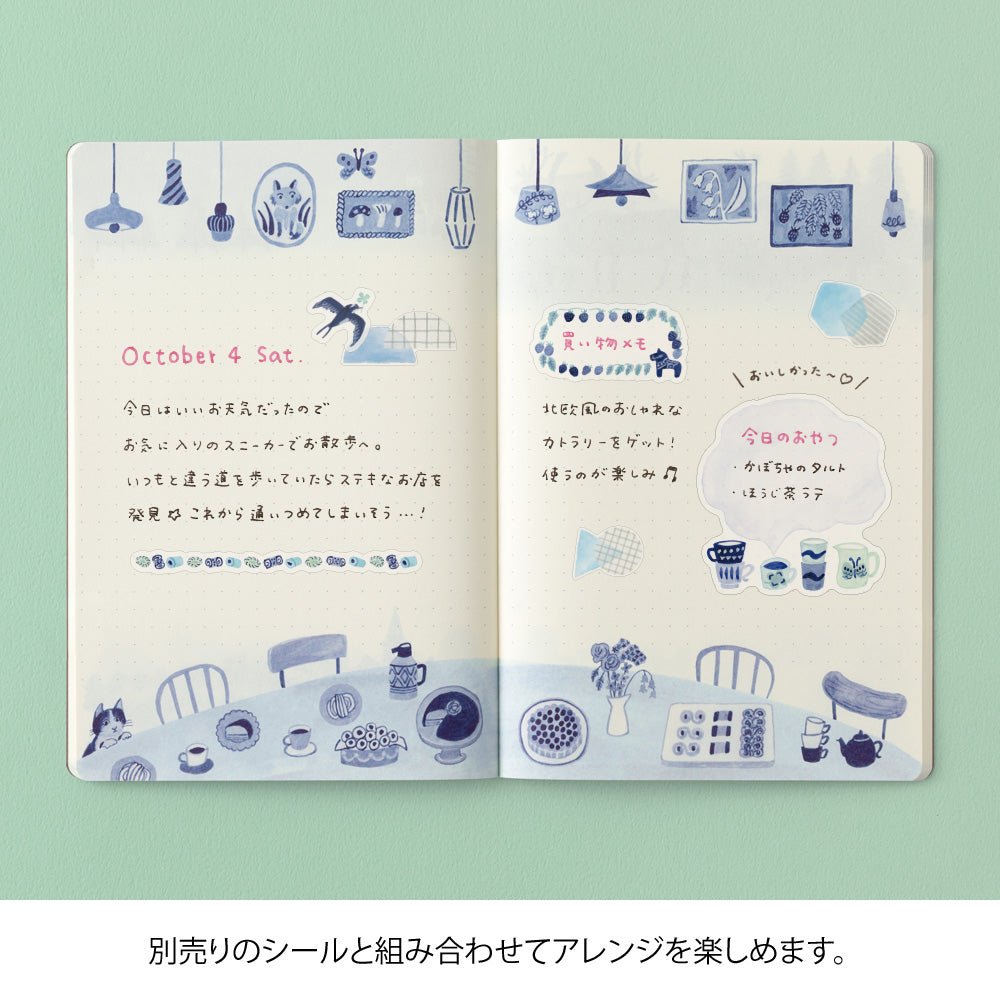 Carnet MIDORI Notebook Yuru Log - B6 - Pointillé - Bleu Nordique - 