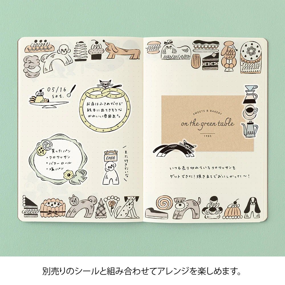 Carnet MIDORI Notebook Yuru Log - B6 - Pointillé - Gourmandises & Animaux - 