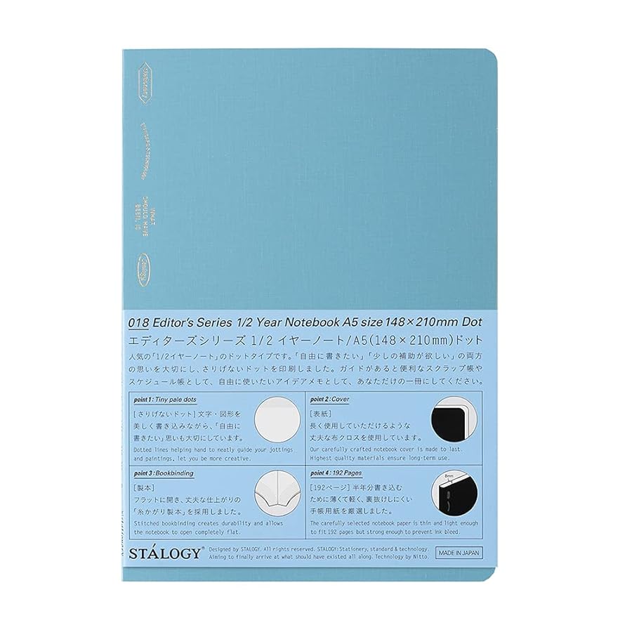 Carnet STÁLOGY 1/2 Year Notebook - A5 - Softcover - Pointillé - Blue - 4904140081539