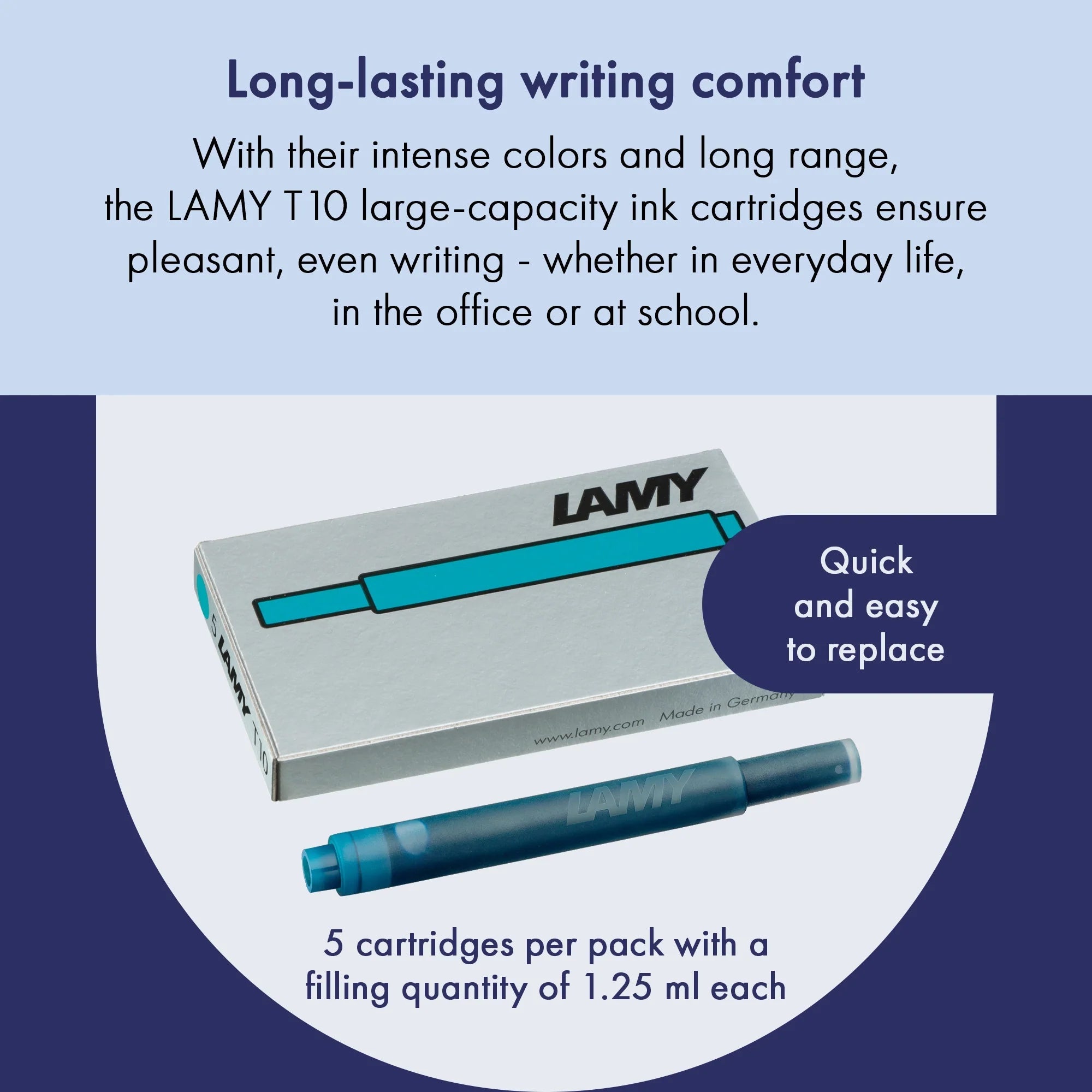 Cartouches d'encre LAMY T10 - Turquoise - 4014519027416