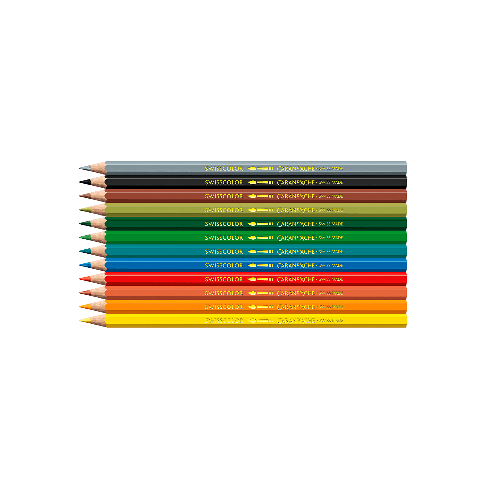 Crayons de couleur aquarellables SWISSCOLOR Aquarelle - Set 12 couleurs Kawaii Swiss Mountains - CARAN D'ACHE - 7630002364874