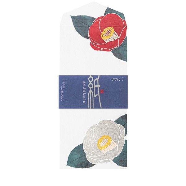 Enveloppes MIDORI Camélia Rouge et Blanc - 18.8 x 9 cm - Illustré - 4902805871464