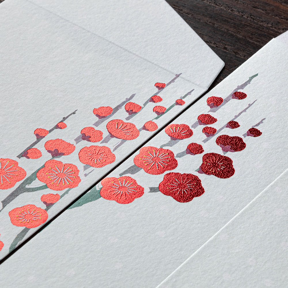 Enveloppes MIDORI Fleurs de Prunier - 18.8 x 9 cm - Illustré - 4902805871464